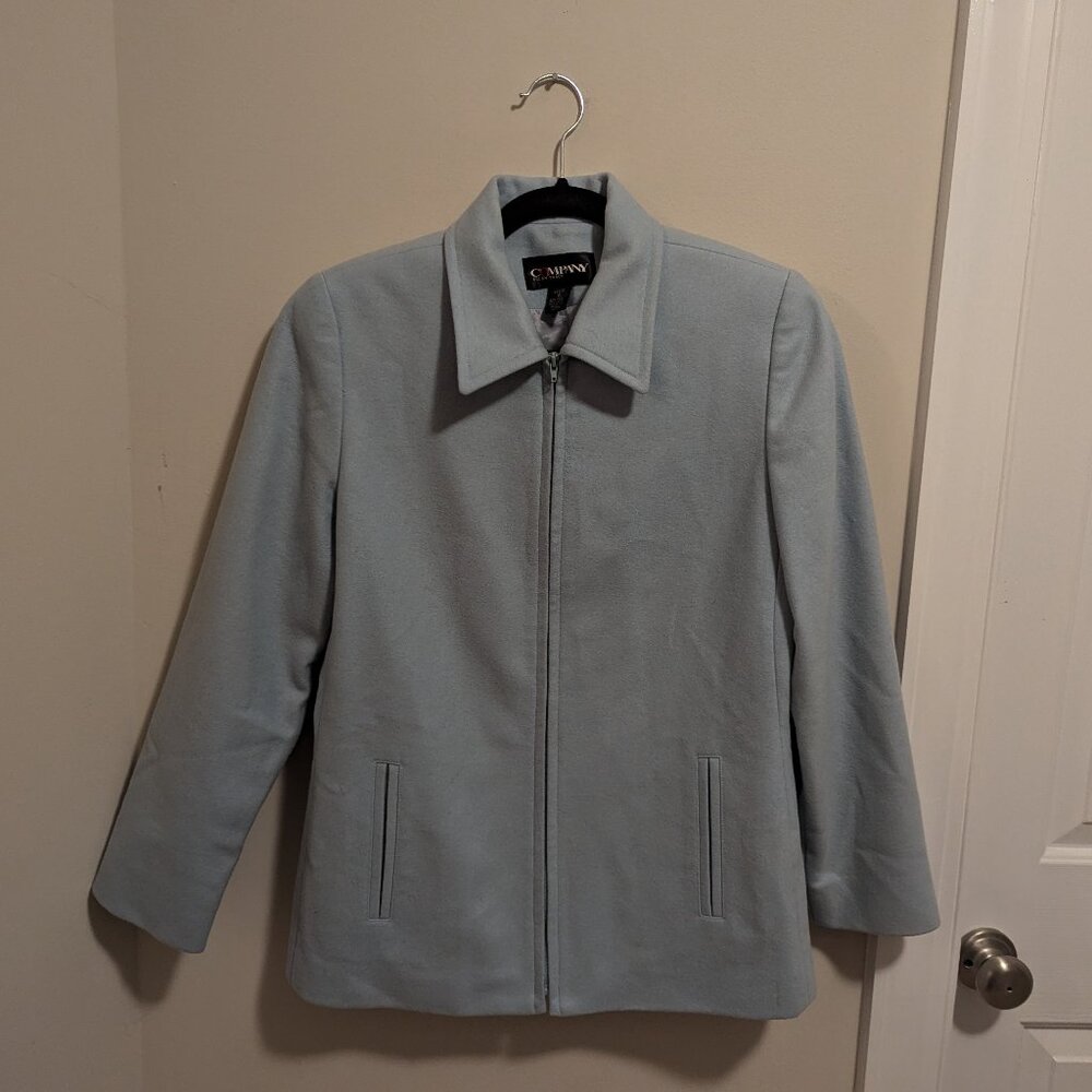 Company Ellen Tracy powder blue wool/nylon blend zip-up blazer - Size 8 petite